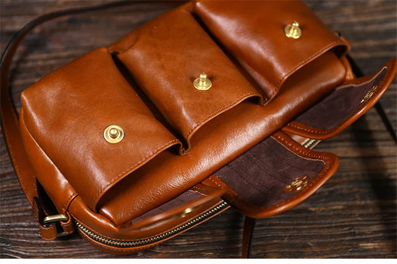 PNDME outdoor casual luxury genuine leather men's messenger bag designer high-quality real cowhide multi-pocket shoulder bag