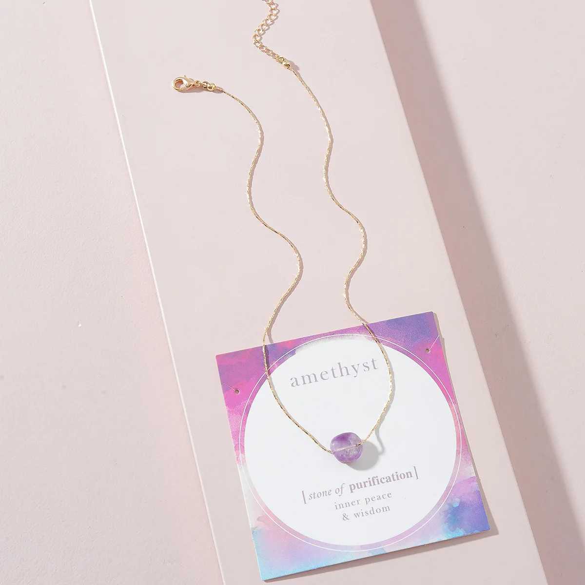 

NEW Simple Simulated Stone Irregular Round Purple Crystal Pendant Clavicle Chain Necklaces For Women wedding Jewelry Gift