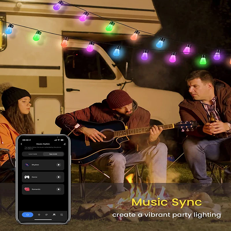 Светодиодная уличная гирлянда Tuya app WF для украшения двора освещения в кемпинге