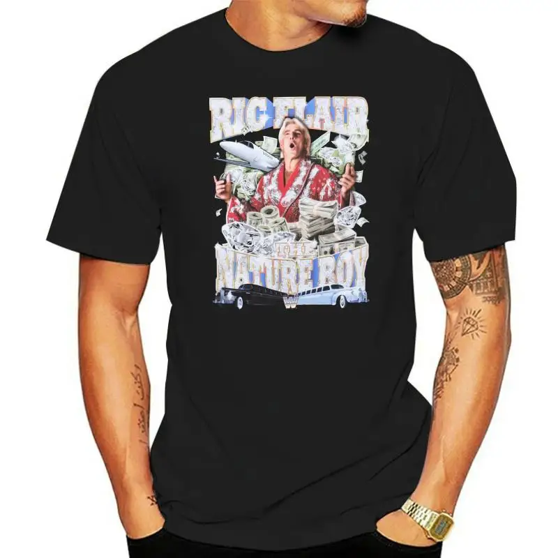 

Ric Flair Mens T-Shirt - Ric Flair Nature Boy Piled in Money Limos Planes