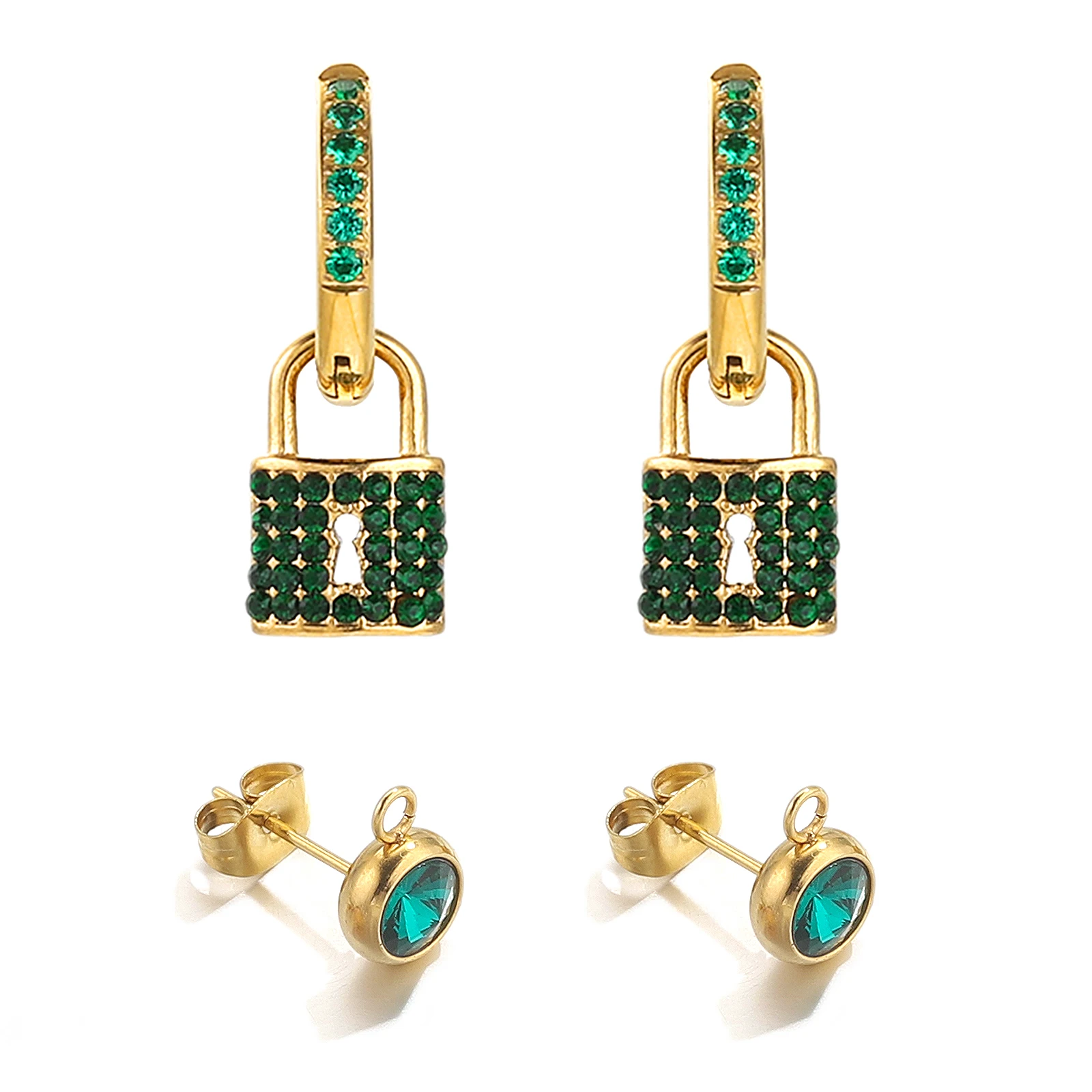 Висячие Серьги Huggie С Подвесным Замком Дизайн Женские Модные Ювелирные Изделия