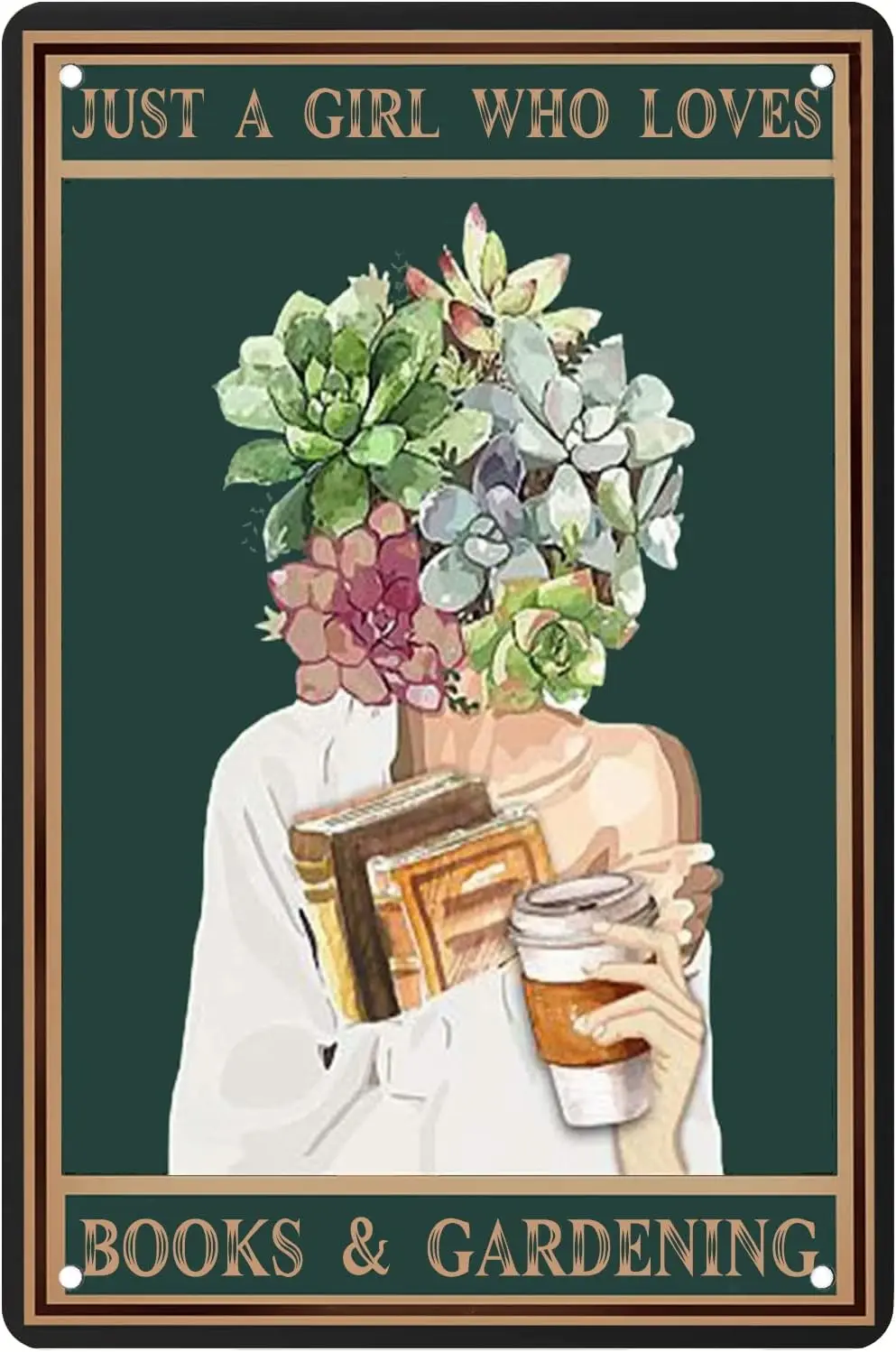 Vntge Metl Tn Sgns Just Grl Who Loves Books nd Grdenng Wll Decor для любителей цветов Gft Home Ktchen Bedroom Plque 812 nches