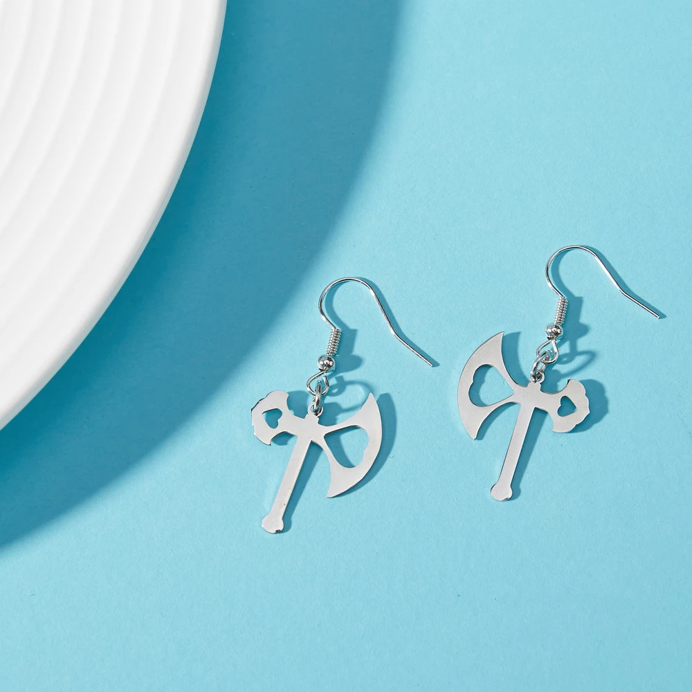 Серьги-подвески в виде маски и сердца из нержавеющей стали