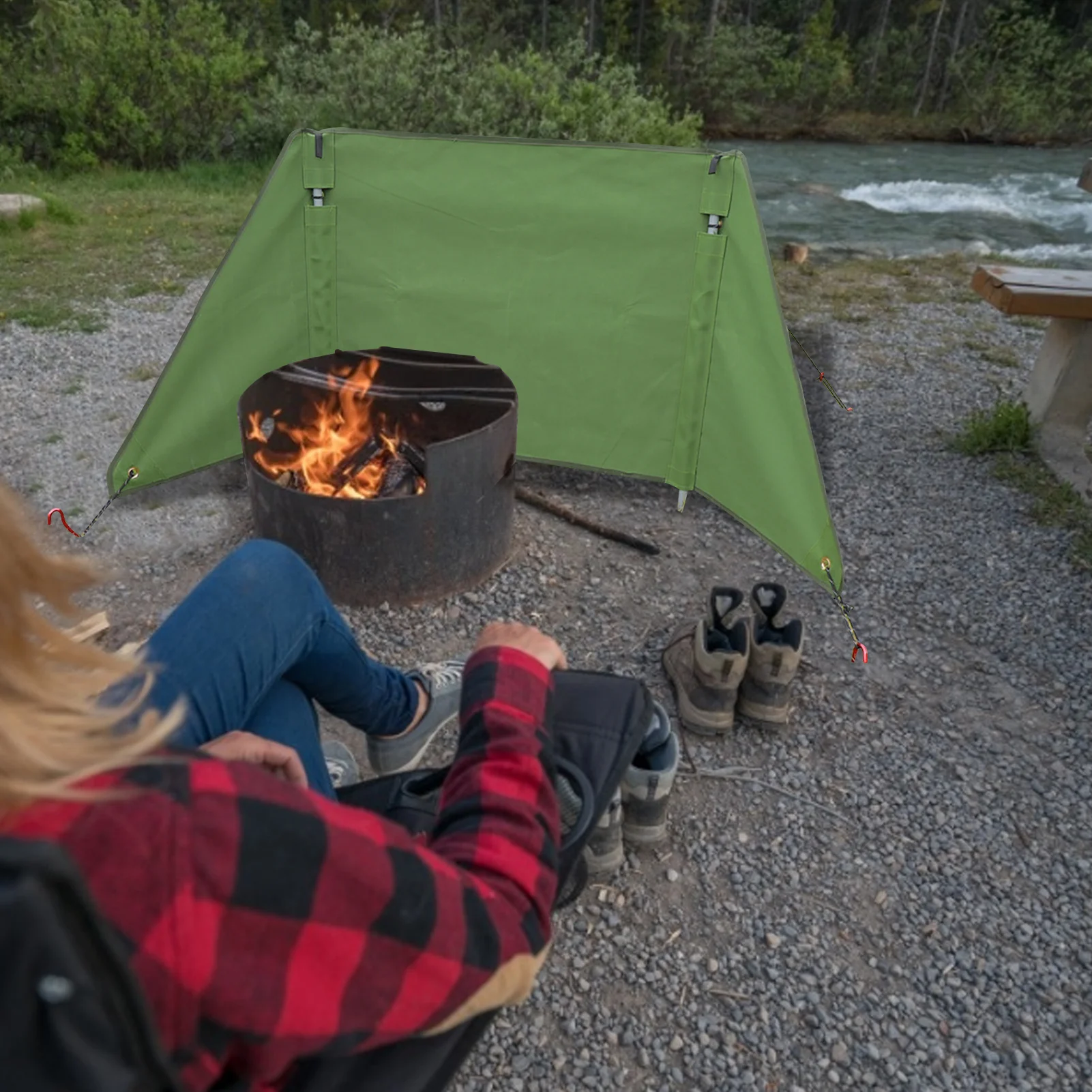 

Camping Stove Windshield Foldable Canvas Wind Break For Cooker Picnic Lightweight Portable Cooking Blocker With Storage Bag