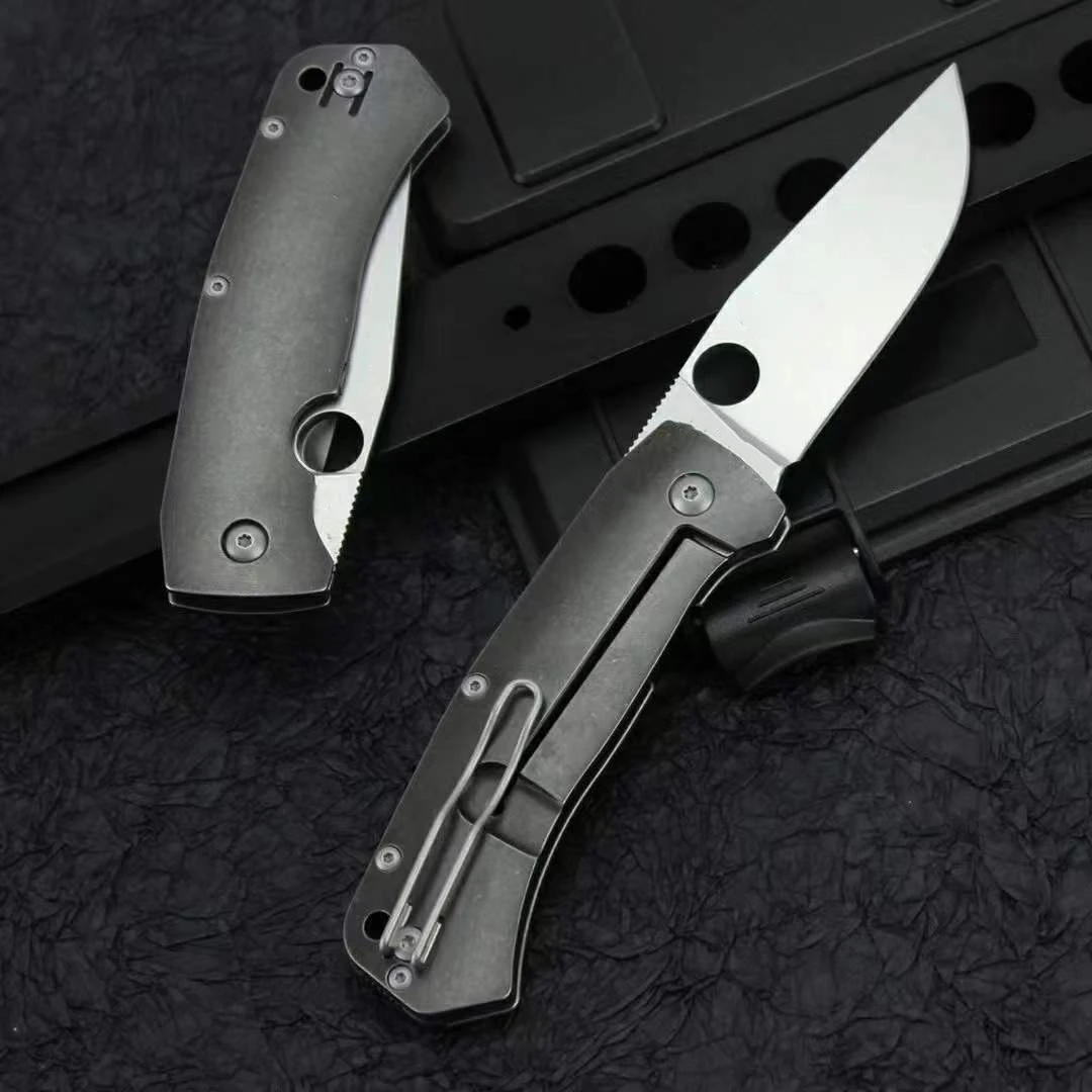 

D2 Blade Titanium Alloys Handle C186 High Quality Hardness Folding Knife Saber Outdoor Safety Pocket Knives EDC Tool-BY37