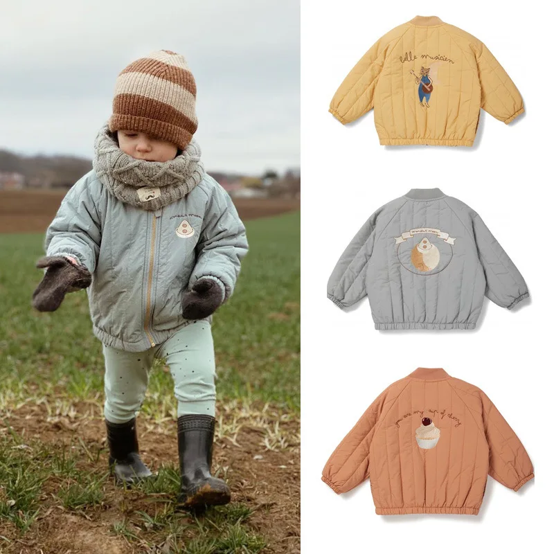 Детская хлопковая куртка с мультяшным принтом на осень/зиму