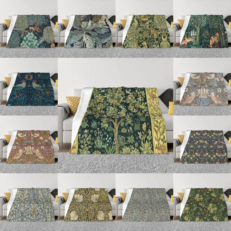 

Tree Of Life By William Morris Blankets Warm Flannel Floral Textile Pattern Throw Blanket for Sofa Bedroom Bedding