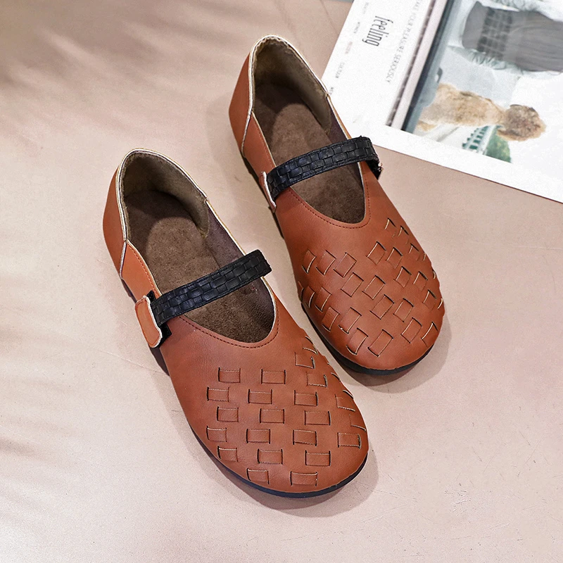 

2022 Women's Flats Spring Autumn Fashion New Plus Size 35-43 Women Shoe Pu Dress Casual Shoes Oxford Retro Mother Shoes of Women
