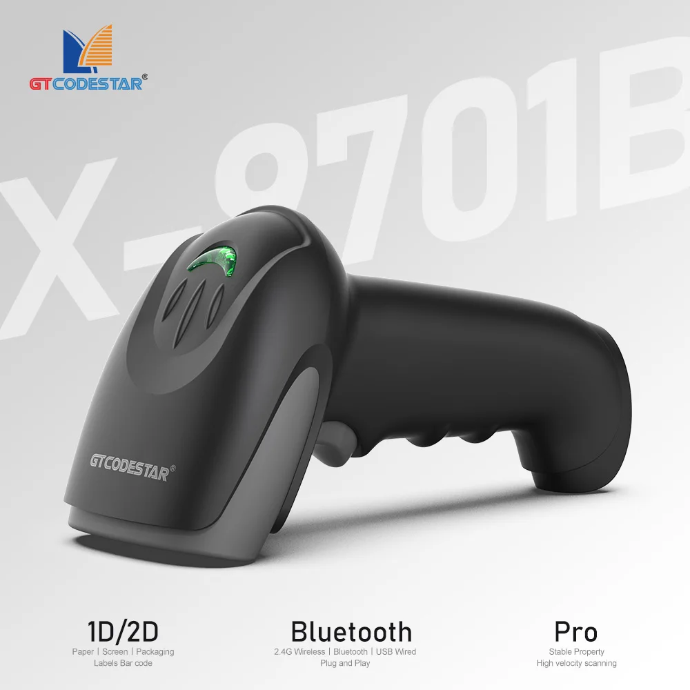 Фото GTCODESTAR X-9701B Инвентарь Беспроводной считыватель штрих-кодов 1D 2D Сканер штрих-кодов Сканеры Qr Code Codigo De Barras №1