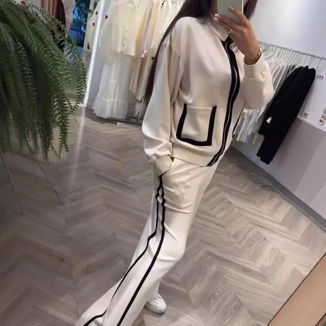 Повседневный свободный женский спортивный комплект из 2 предметов осенний