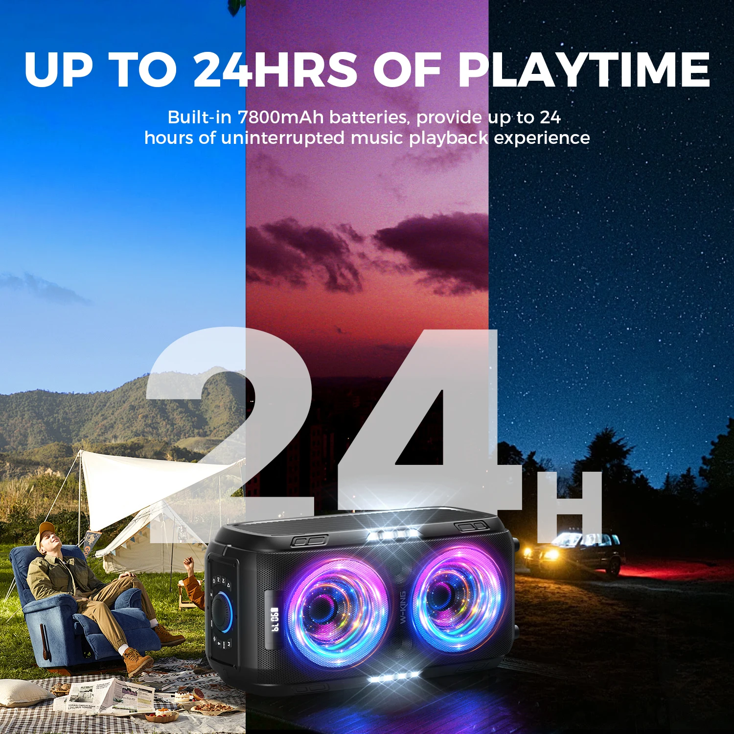 Фото Портативная Bluetooth-колонка W-KING T9PRO 120W RMS, самая громкая/мощная (120 дБ), с 12 настраиваемыми басами, BT5.3, беспроводная колонка-бумбокс для больших вечеринок №5