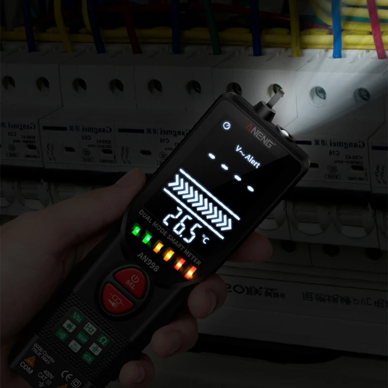 

Mini Professional Multimeter High Sensitivity Meter Eletric Auto Ranging Voltmeter Temp Ohm Hz Detector Red AC DC AN998