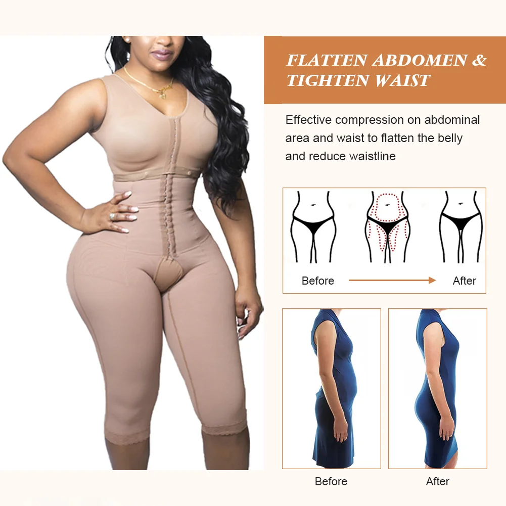 Fajas Colombians Open Bust Bodysuits Tummy Control  Adjustable Hook And Eye Front Closure High Compression Women‘s Shapewear