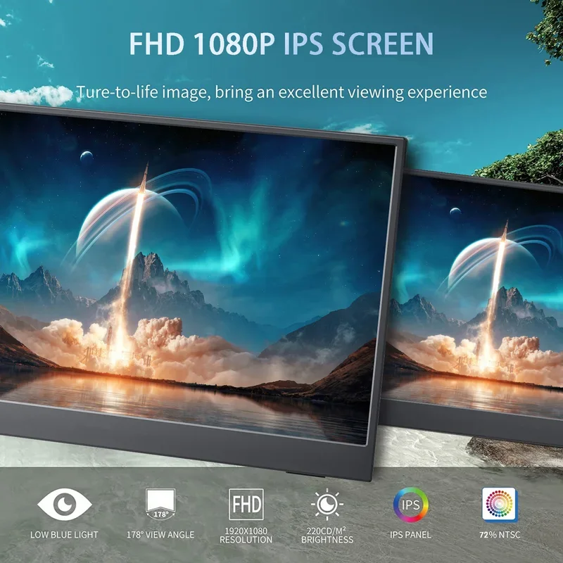 15 6-дюймовый сенсорный портативный монитор для игр 1080p FHD IPs USB-C HDMI компьютерный