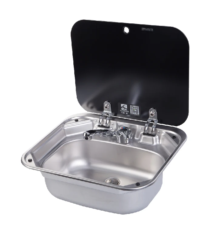 

Caravan kitchen Stainless Steel Hand Wash RV Sink Kitchen Sink with lid GR-586