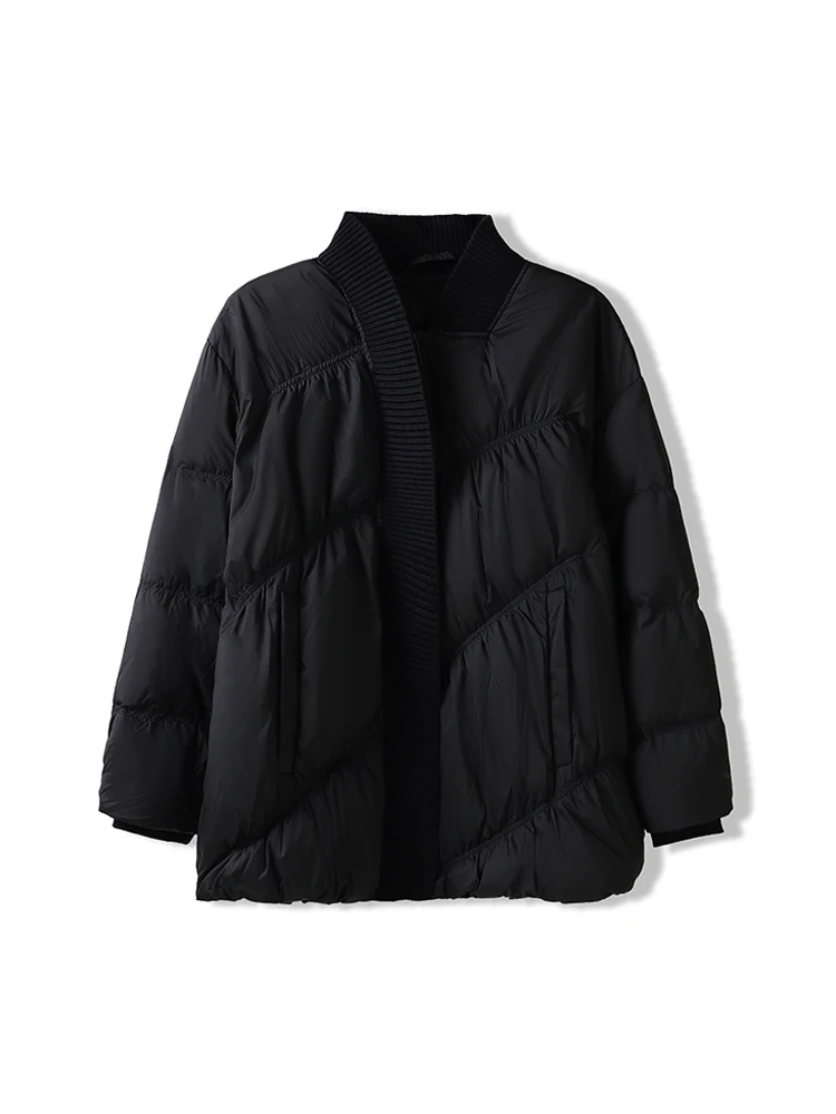 Модный утолщенный пуховик из простого дерева в стиле пэчворк женский зимний