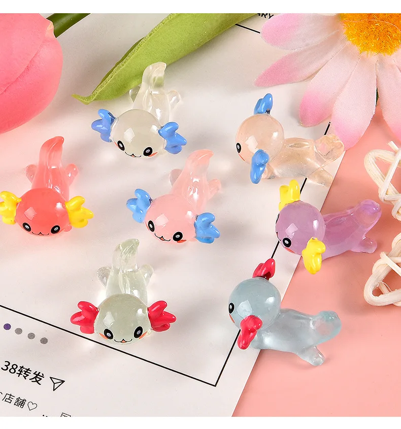 Светящиеся миниатюры аксолотлей KINGONEDOM