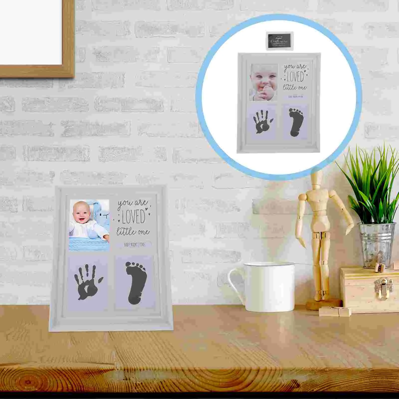 

Hand Foot Inkpad Photo Frame Baby Footprint Kit Handprint Picture Infant Gift Keepsake Thick Cardboard Backboard Newborn Chair