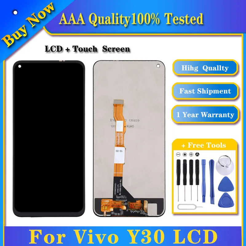 

100% Tested For VIVO Y30 LCD Display Screen Touch Digitizer Assembly For 6.51 Inch VIVO Y30 1938 V2034A Replacement Phone Parts