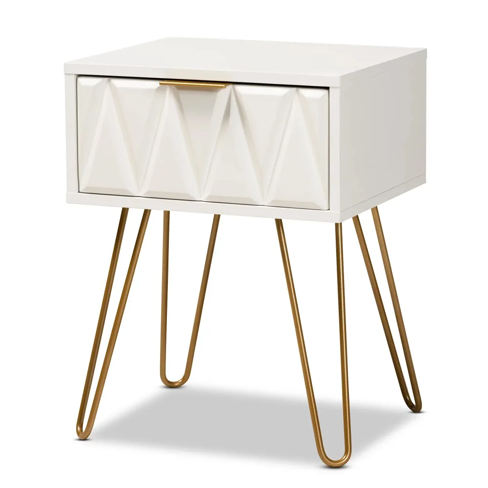

Baxton Studio Holbrook Wood and Metal End Table, White/Gold