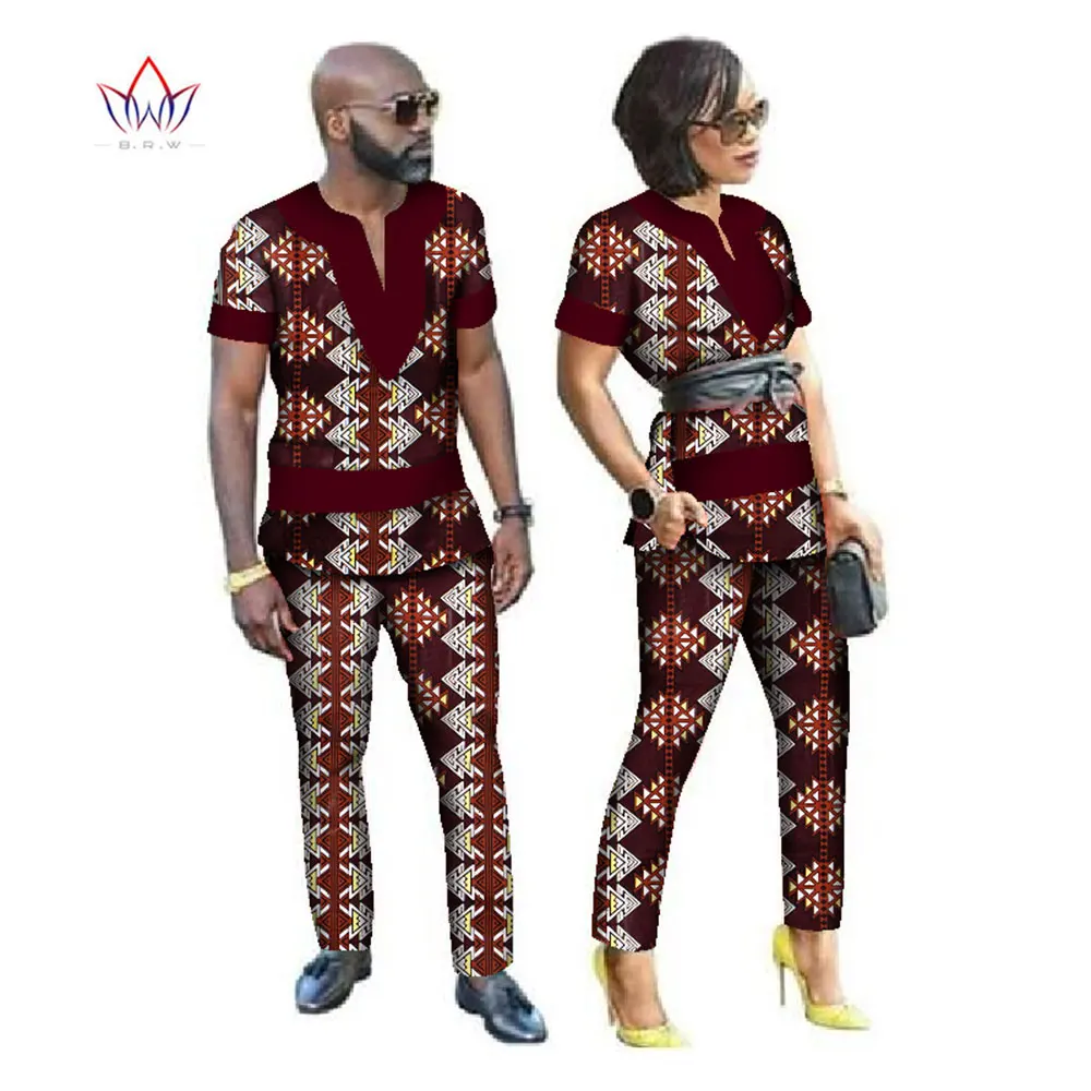 

Африканская одежда для мужчин и женщин африканская базин богатая парная одежда африканская одежда рубашка брюки комплект наряд костюм одежда 4xl WYQ24