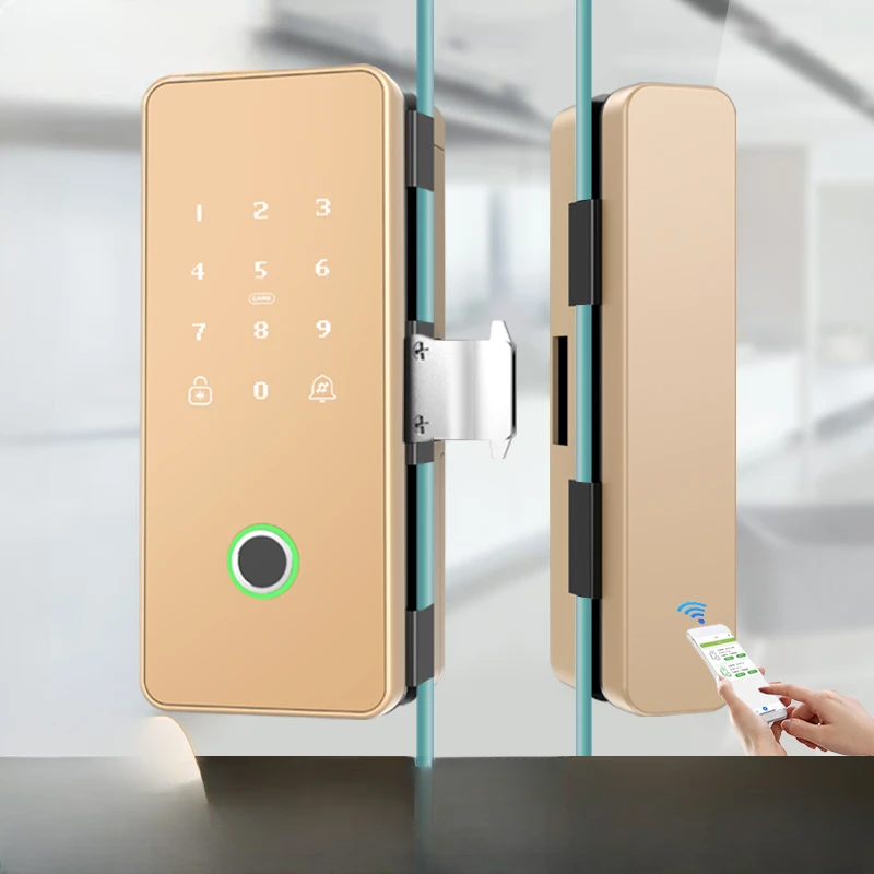 

Office glass door password lock double open single door double door framed shop electronic smart fingerprint door lock