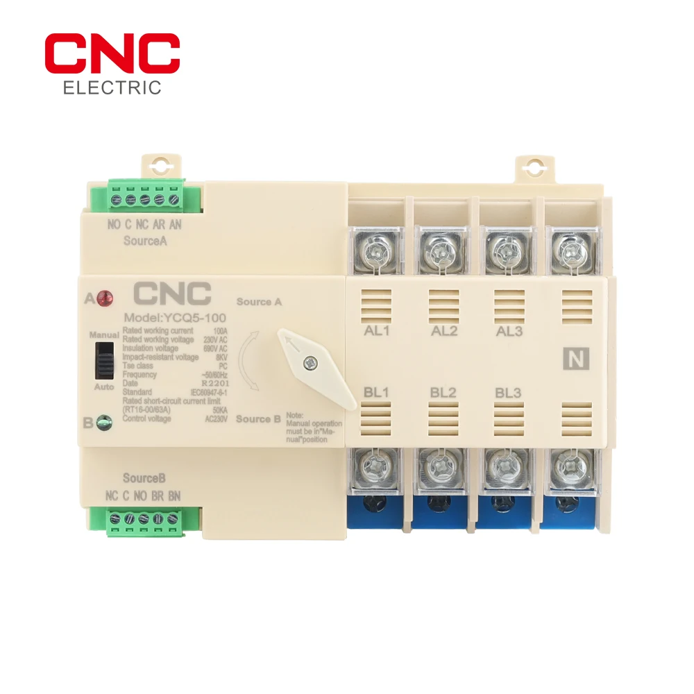 CNC YCQ5-100 4P ATS автоматический переключатель двойного питания контроллер
