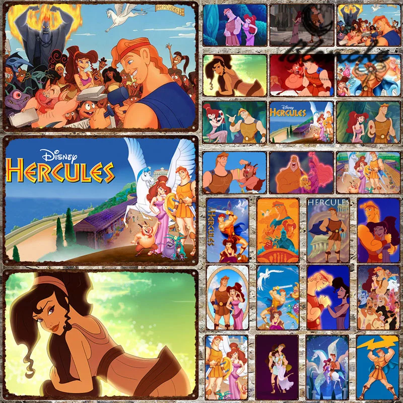 

Металлическая табличка Disney Hercules классический фильм Megara, жестяная железная пластина, ржавчина, предыдущий мультяшный настенный плакат для г...