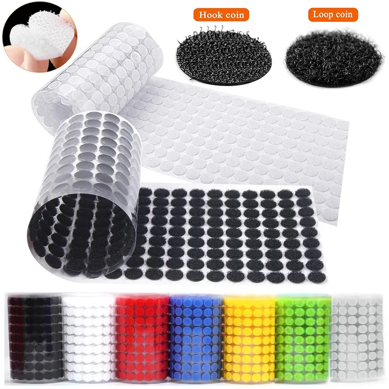 

Self Adhesive Fastener Tape Dots 10/15/20/25/30mm Sticker Dots Adhesive Tape White Black Round Hook Loop Boob Tape Strong Glue