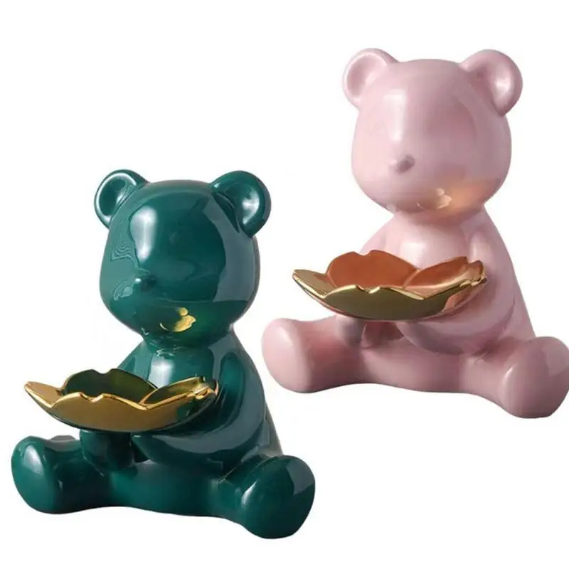 

Violent Bear Model Ceramic Crafts Games Collectible Models Key Tray for Entryway Storage Home Desktop Animal Figurines
