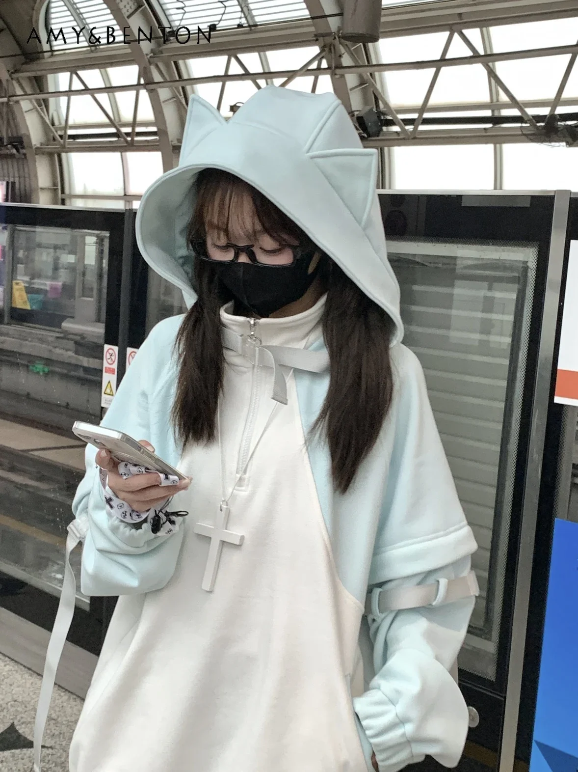 Оригинальная милая куртка с капюшоном серии японские шахты на осень и зиму новая