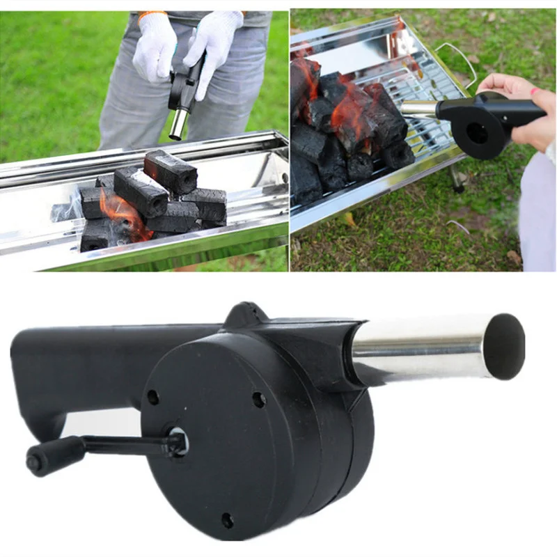 

Portable Barbecue Air Blower Hand Crank BBQ Fan Outdoor Cooking Barbecue Hair Dryer Manual Handle Picnic BBQ Fans Tools Grill