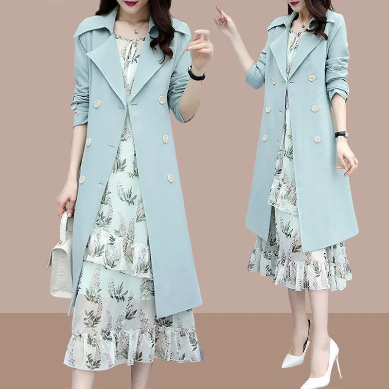 

Autumn women fashion loose England style double breasted belted casual coat female trendy candy color long design trench