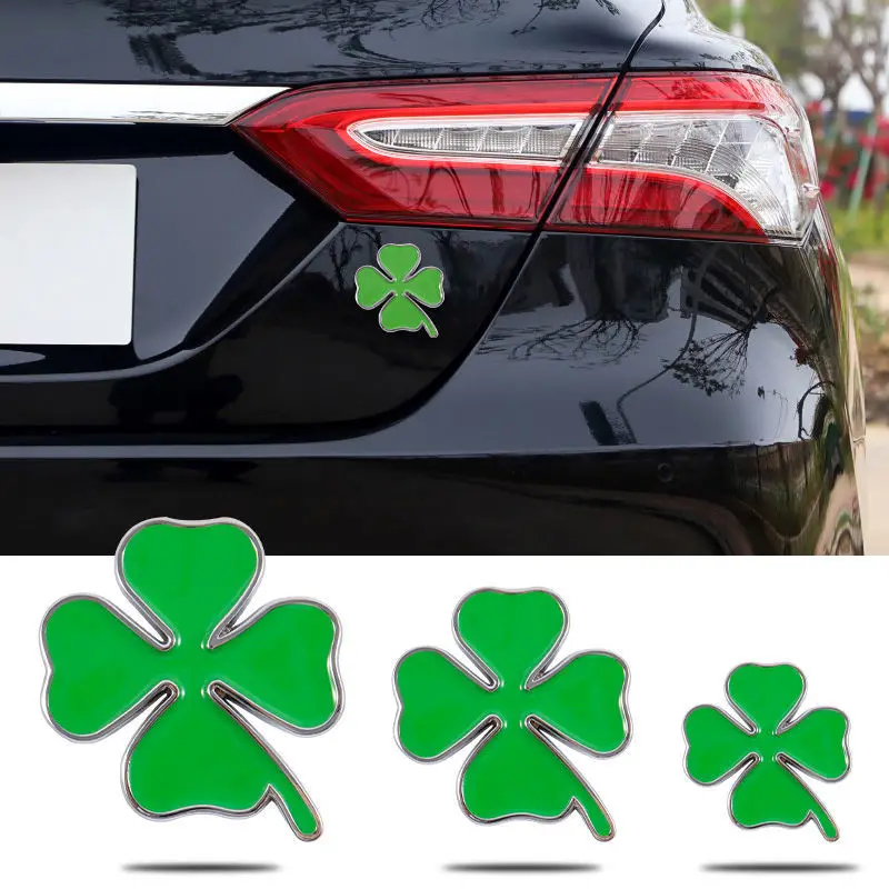 

Car 3D three-dimensional flower metal logo lucky guard four-leaf clover body tail sticker side decorative sticker