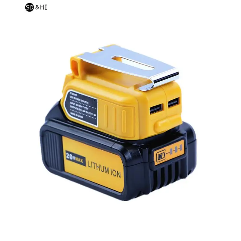 

For Dewalt 20V 18V Lithium Battery Adapter 60W 5A Converter USB Charger 12V DC Output Interface