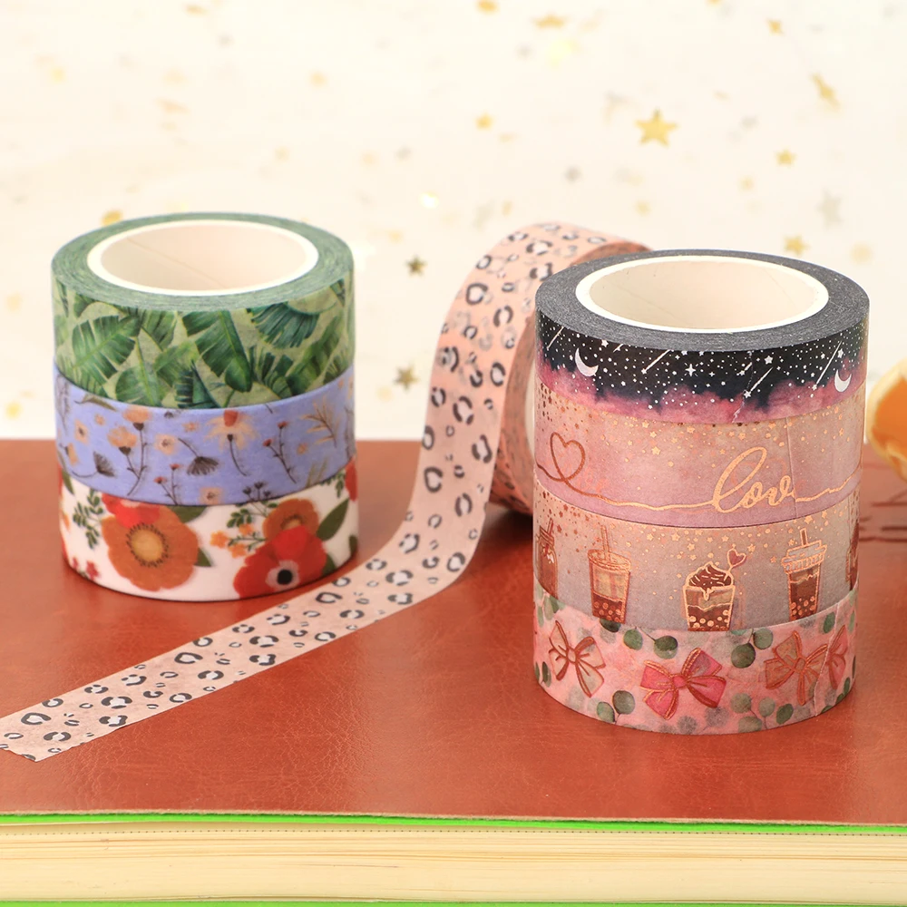 

2022 NEW 1PC 10M Spring Starry Sky Butterflies Milk tea Flowers Leopard print Masking Tape Scrapbooking stationery washi tape