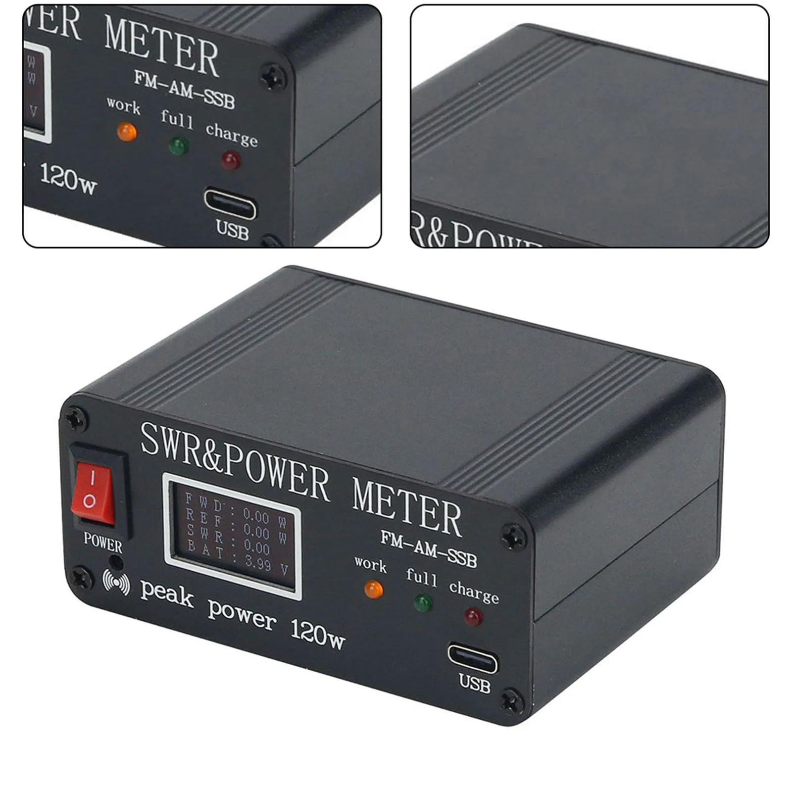 

1.8MHz-50MHz 0.5W-120W SWR HF Meter Sl16 Standing Wave SWR & Type C Charging Interface LED Display Screen Power Meter