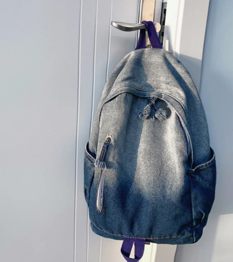 Новый вместительный Джинсовый Рюкзак с персонализированным именем джинсовый