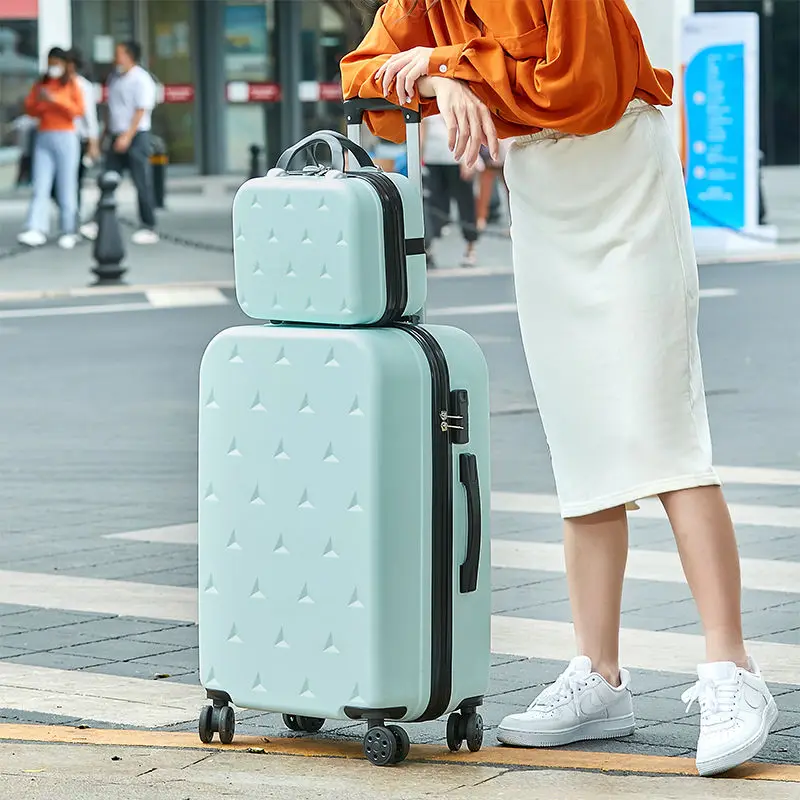 Trolley luggage case,rolling luggage,Women cabin cosmetic luggage travel suitcase on mute wheels 20 inch carry on luggage