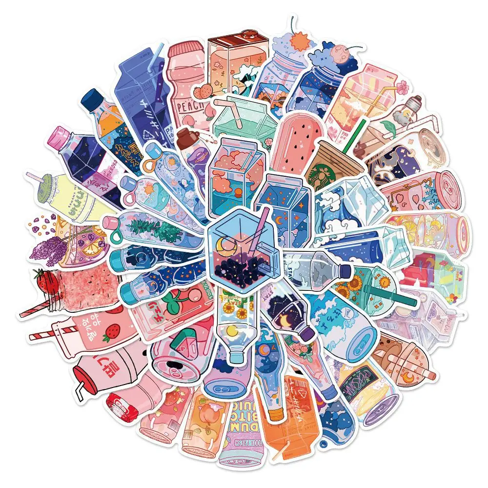 

50pcs Beverage Bottle Stickers Cute Ins Wind Graffiti sticker Stationery Skateboard LaptopWater cup Luggage Decal Kid Toy Gift