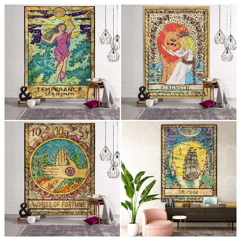 Tarot Tapestry Wall Hanging Decor Bedroom Living Room Divination Cards Astrology Home Celestial Moon Aesthetic Large Fabric