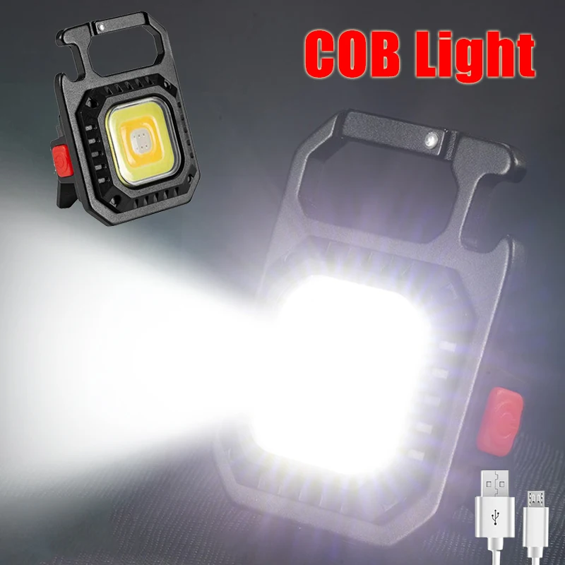 

Mini LED Keychain Flashlight Portable USB Rechargeable Bright COB Light Small Outdoor Camping Torch Lantern Pocket Flashlights