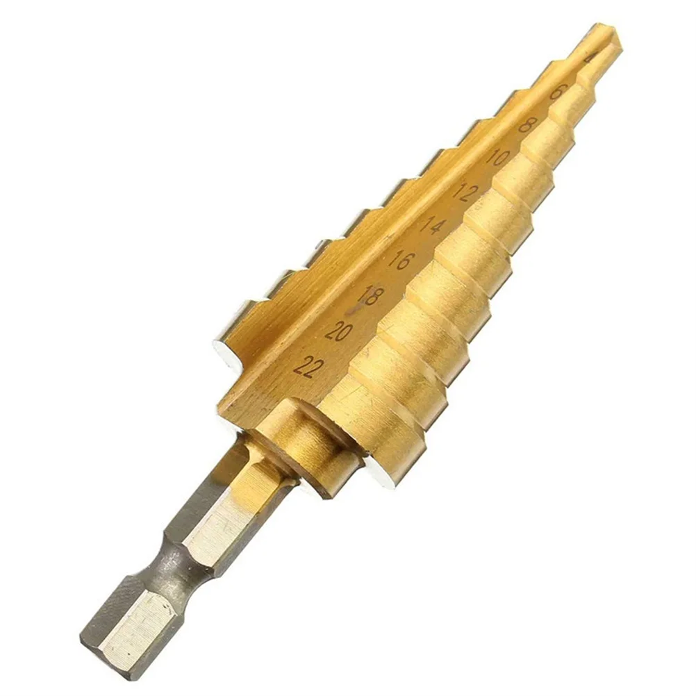 

4-22 Mm HSS Titanium Coated Step Drill Bit Drilling Power Tools For Metal High Speed Steel Wood Hole Cutter Step Cone Drill