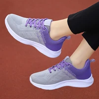 2022 knit mesh tennis sneakers woman running sports shoes lace up stretch flats shoes lightweight walking athletic shoes summer