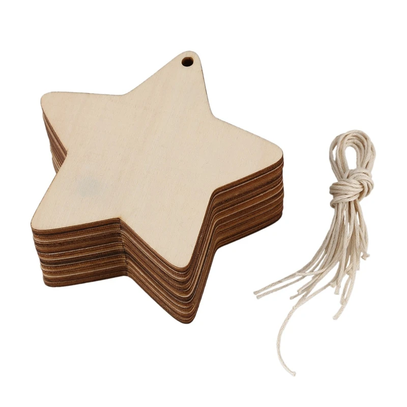 

30 X Wooden Star Shapes, Plain Wood Craft Tags With Hole (10Cm)