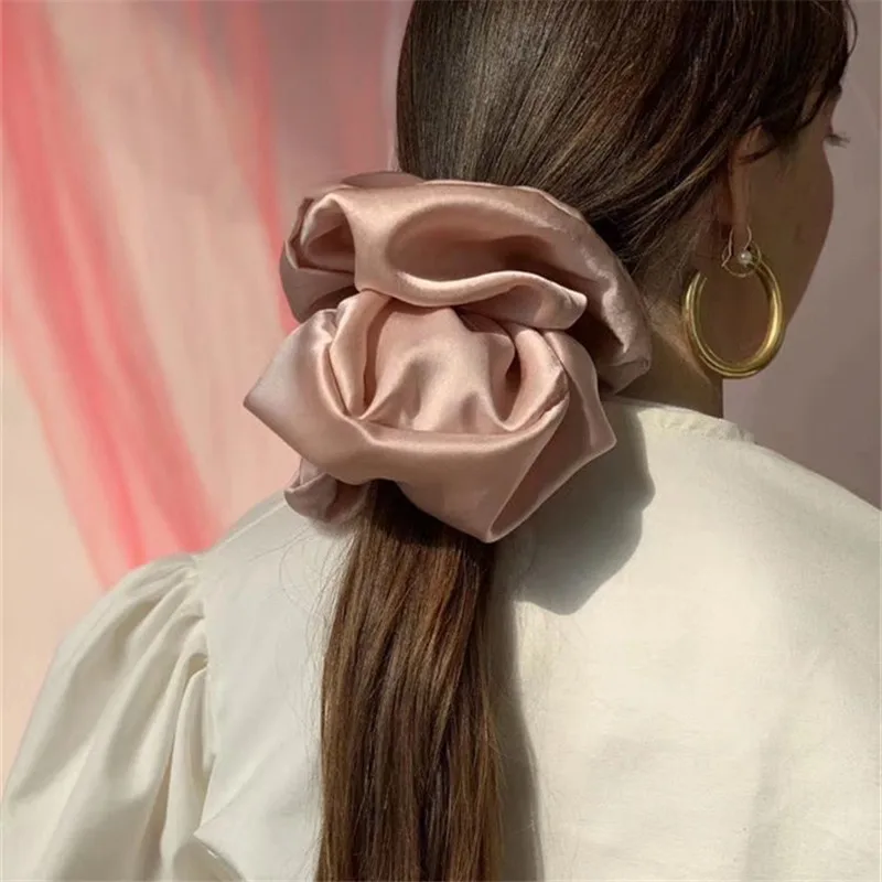 

резинка для волос шелк Резинка для волос атласная Женская, эластичная однотонная резинка большого размера d, корейские аксессуары,резинки д...