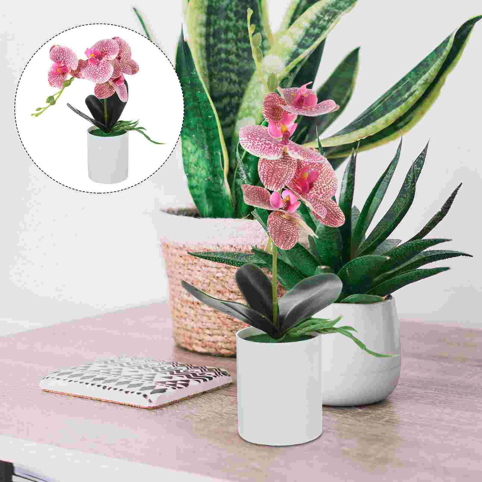 

Simulated Potted Faux Flowers Desktop Fake Realistic Orchid Bonsai Artificial