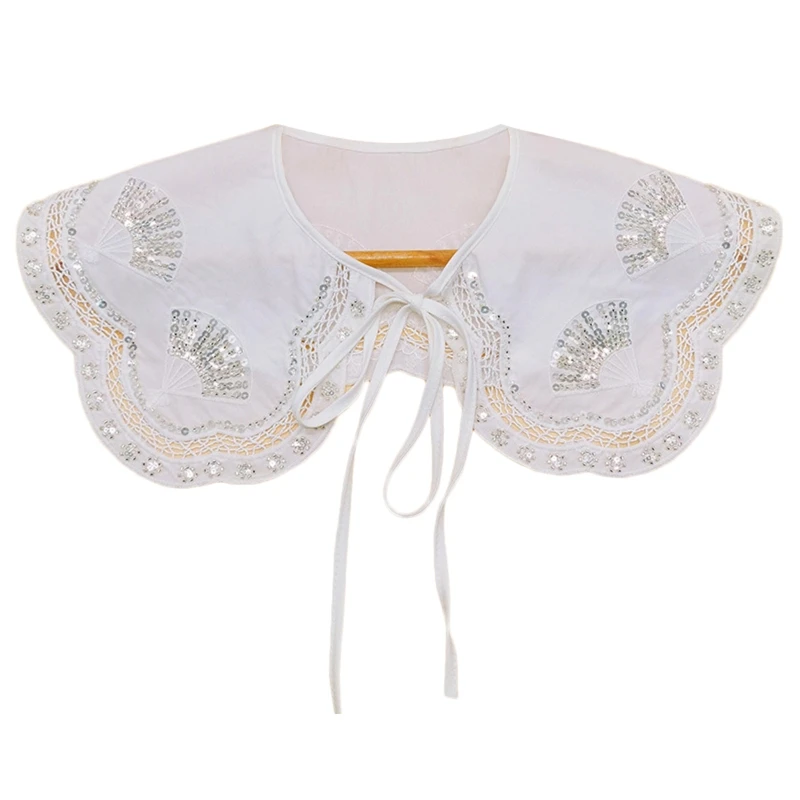 

Женская шаль с вышивкой, искусственный воротник, Цветочный вырез, шарф, накидка