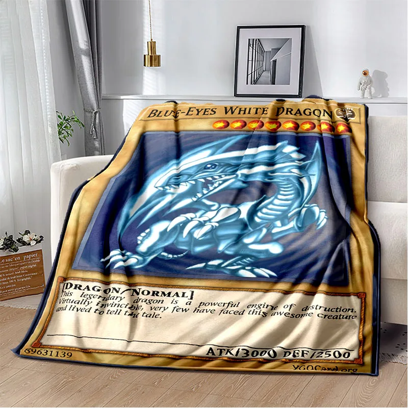 

Anime Yu Gi Oh Card Throw Blanket Blue Eyes White Dragon Anime Cartoon Soft Plush Blanket Bedroom Bedspread Home Decor