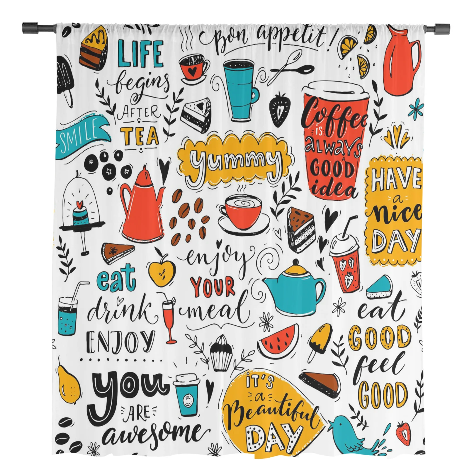 Кофейня кафе заварочный чайник чашка прозрачные шторы для еды гостиной